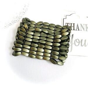 Metallic Green Multi-Layer Beaded Stretchy Bracelet! ✨